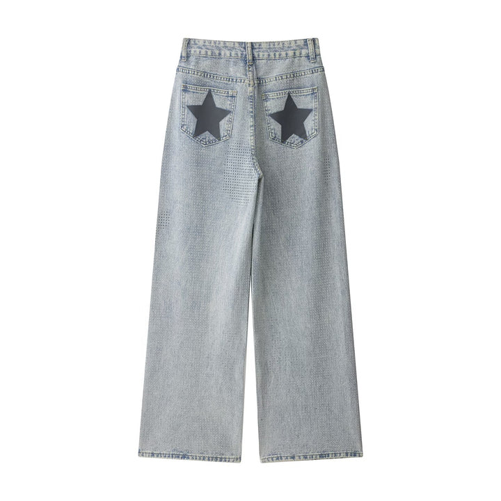 Damevidde jeansbukser i casual vintage-stil med høj talje Skovae
