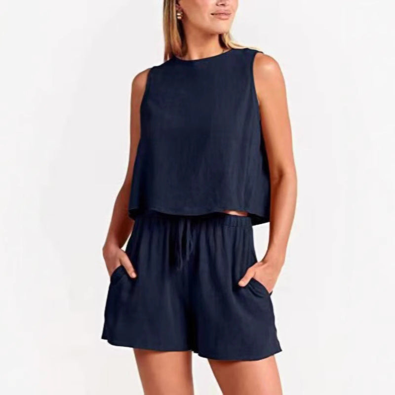 Dame Relaxed Fit To-delt Shorts Sæt Stilla
