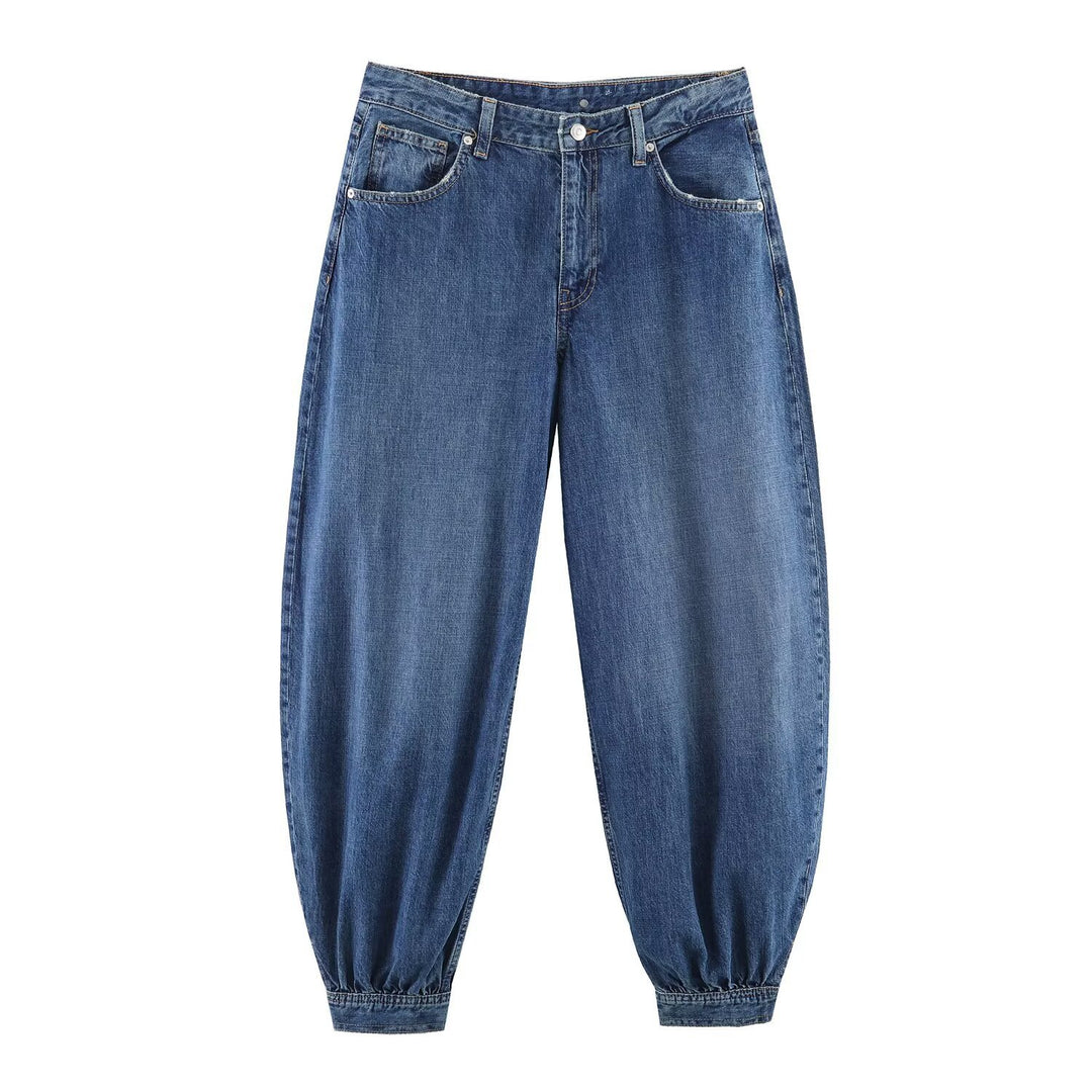 Dame Tapered Jeans med elastisk kant og behagelig pasform Skovae