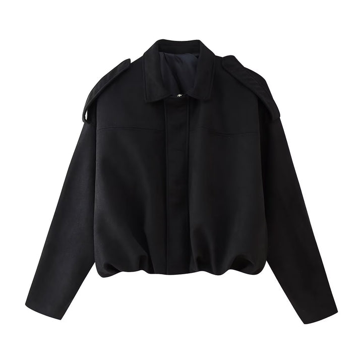 Dame Oversized Kunstlæderjakke med elegante skulderdetaljer Stilla