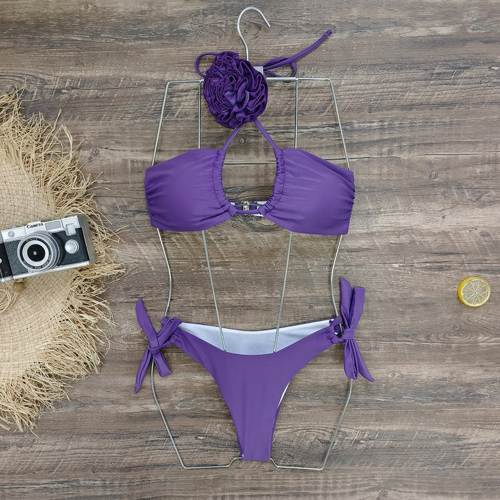 Dame bikini sæt med elegant flæse detalje og justerbare bånd Stilla
