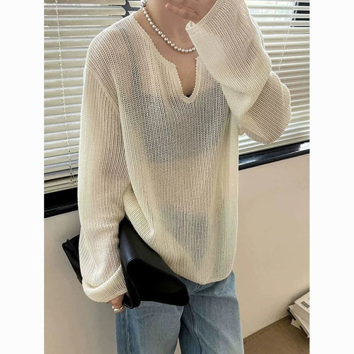 Kvinders afslappede sweater med stilfuld V-hals Stilla