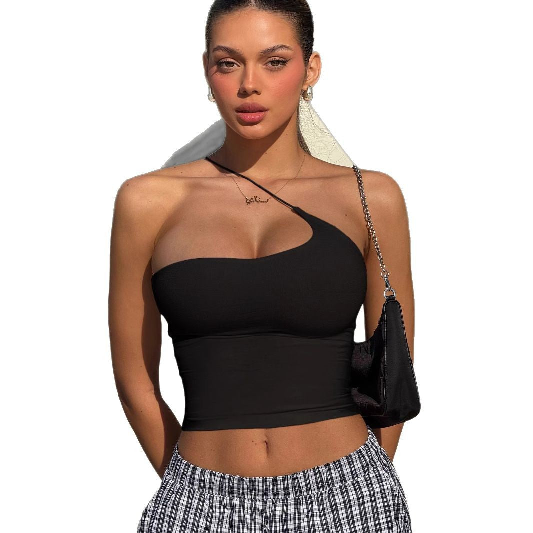 Damer Elegant One-Shoulder Top lavet af elastisk stof Skovae