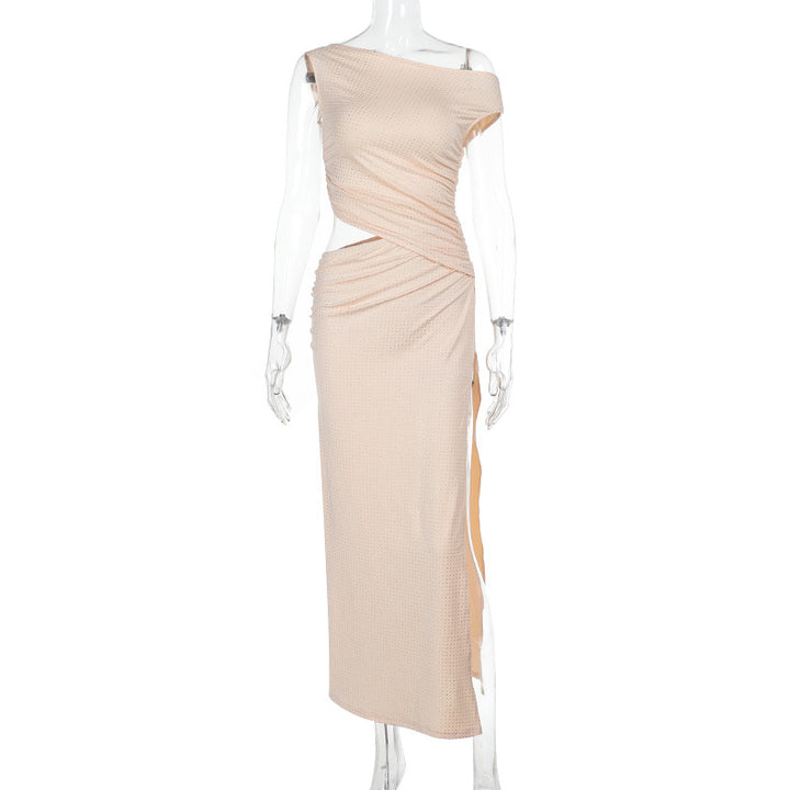 Dame Elegant Wrapkjole med asymmetrisk design og gennemsigtigt snit Skovae