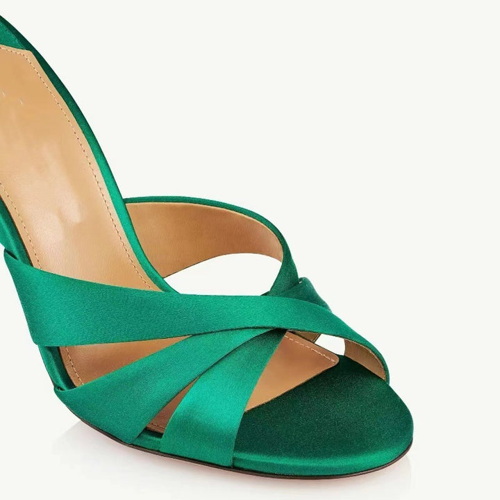 Femme Open-Toe Slide Sandaler med med strass dekorerede hæle Stilla