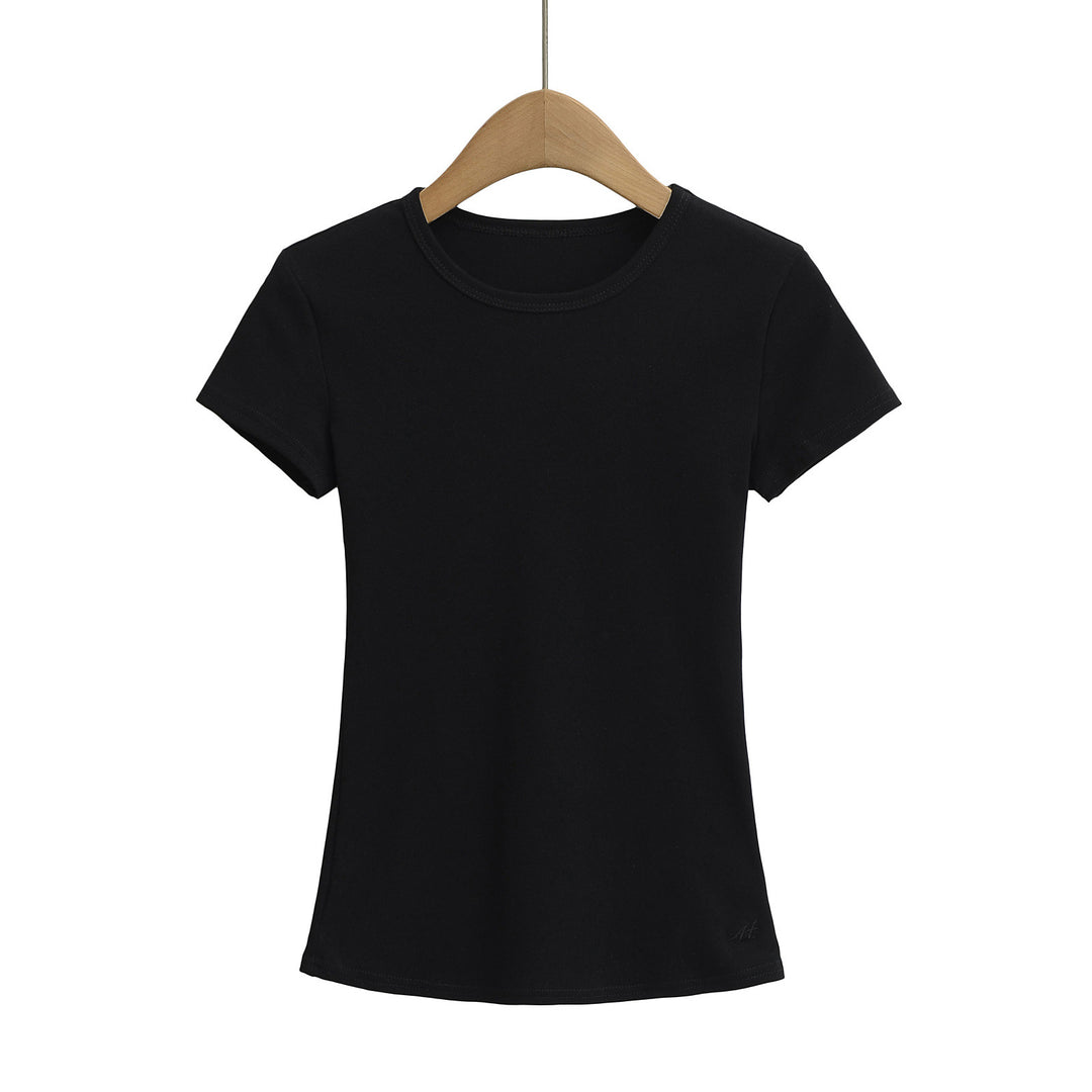 Dame Rundhalset T-shirt i åndbart bomuldsblanding Stilla