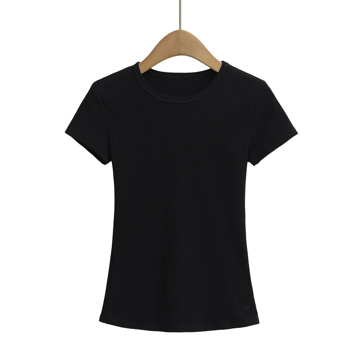 Dame Rundhalset T-shirt i åndbart bomuldsblanding Stilla
