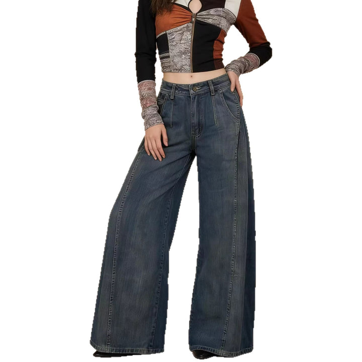 Dame løse denimjeans med høj talje og klassisk snit Skovae