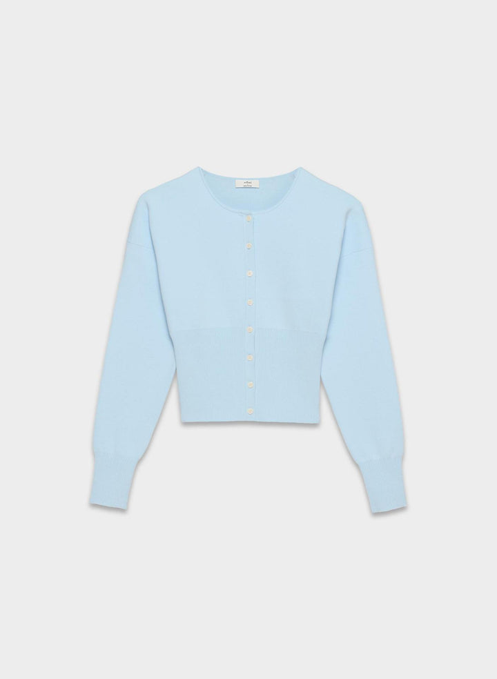Kvinders cropped cardigan med knapstolpe og ribstrik Skovae