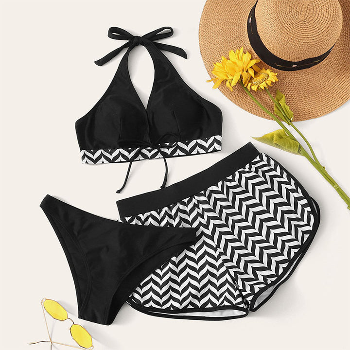 Dame bikini-sæt med dyb v-hals og sporty high-waist trusse Stilla