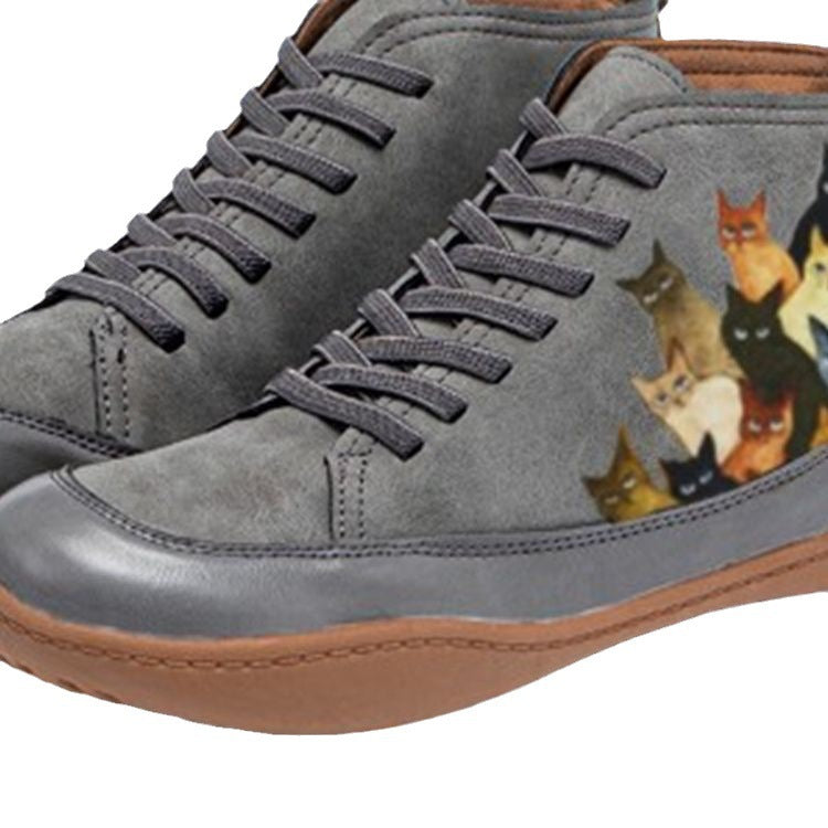 Dame High-Top Sneakers med unikt katte design Stilla