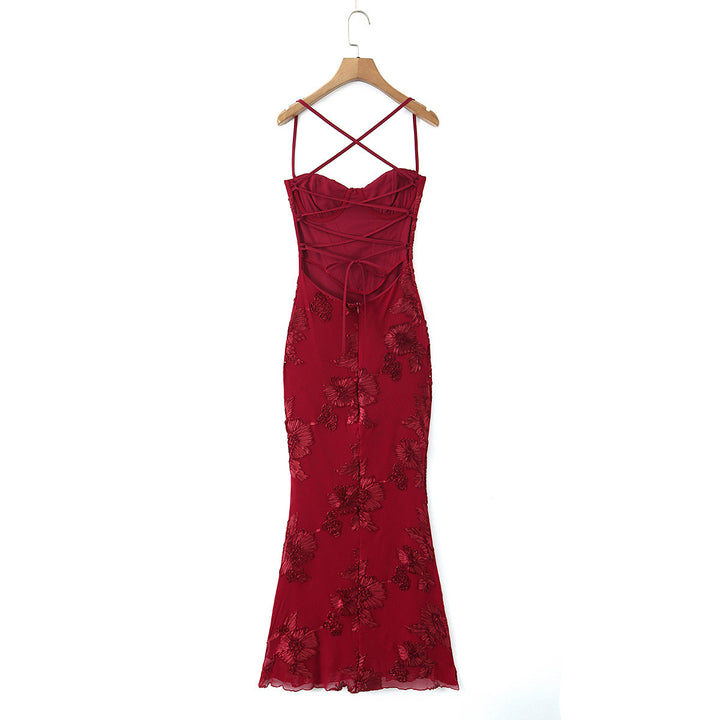 Dame Bodycon Kjole med blomsteragtig blondelægning Skovae