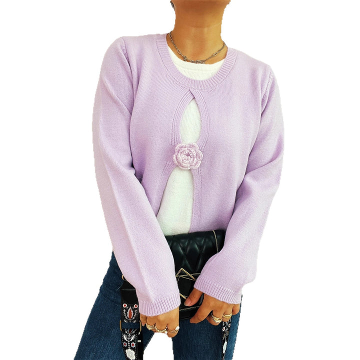 Kvinders cardigan med blomster vinduesdesign og luksuriøs knapdetalje Stilla