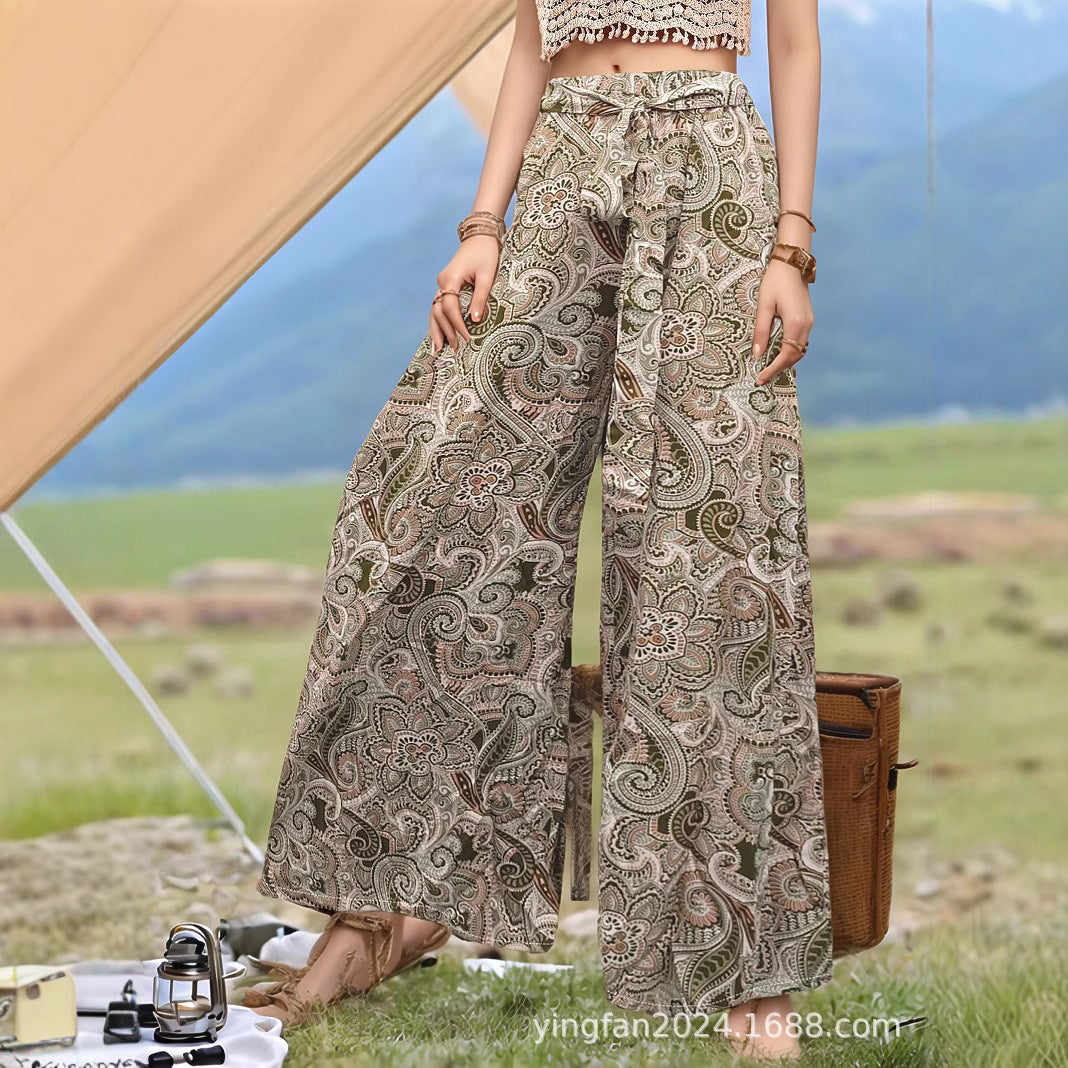 Dame Boho Paisley Tryk Bred Bukser Stilla