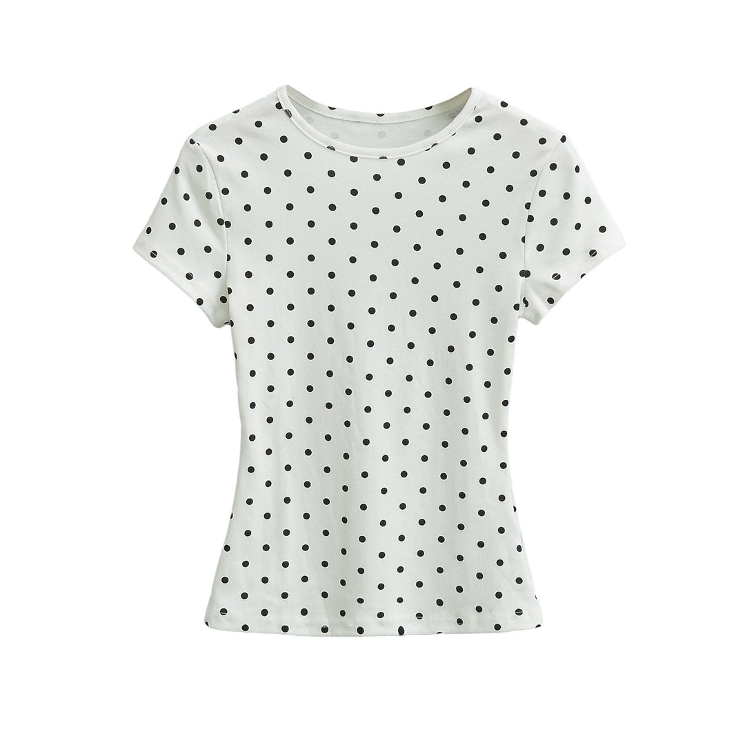 Dame T-shirt med polka-prikker og elastisk komfort Stilla