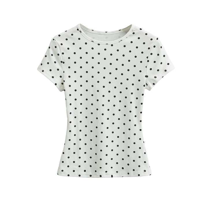 Dame T-shirt med polka-prikker og elastisk komfort Stilla