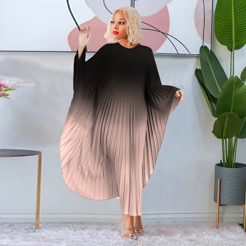 Dame plissee-kjole i elegant ombre-design med brede ærmer og komfortabel pasform Stilla