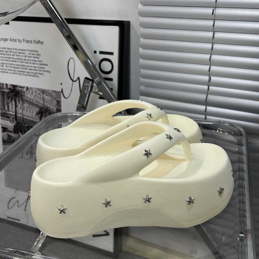 Dame komfortable flip-flops med dekorativ stjernesmuck Stilla