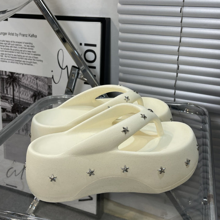 Dame komfortable flip-flops med dekorativ stjernesmuck Stilla