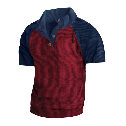 Herre Kortærmet Henley T-shirt med moderne strukturdesign Stilla