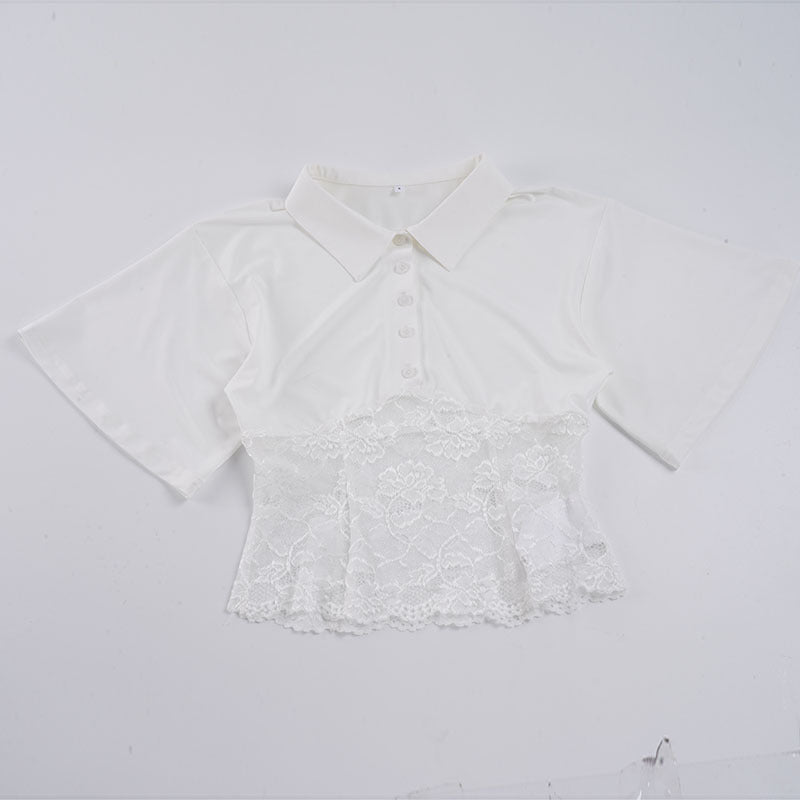 Dame elegant poloshirt med spids og kortærmet Skovae