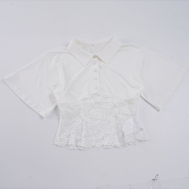Dame elegant poloshirt med spids og kortærmet Skovae