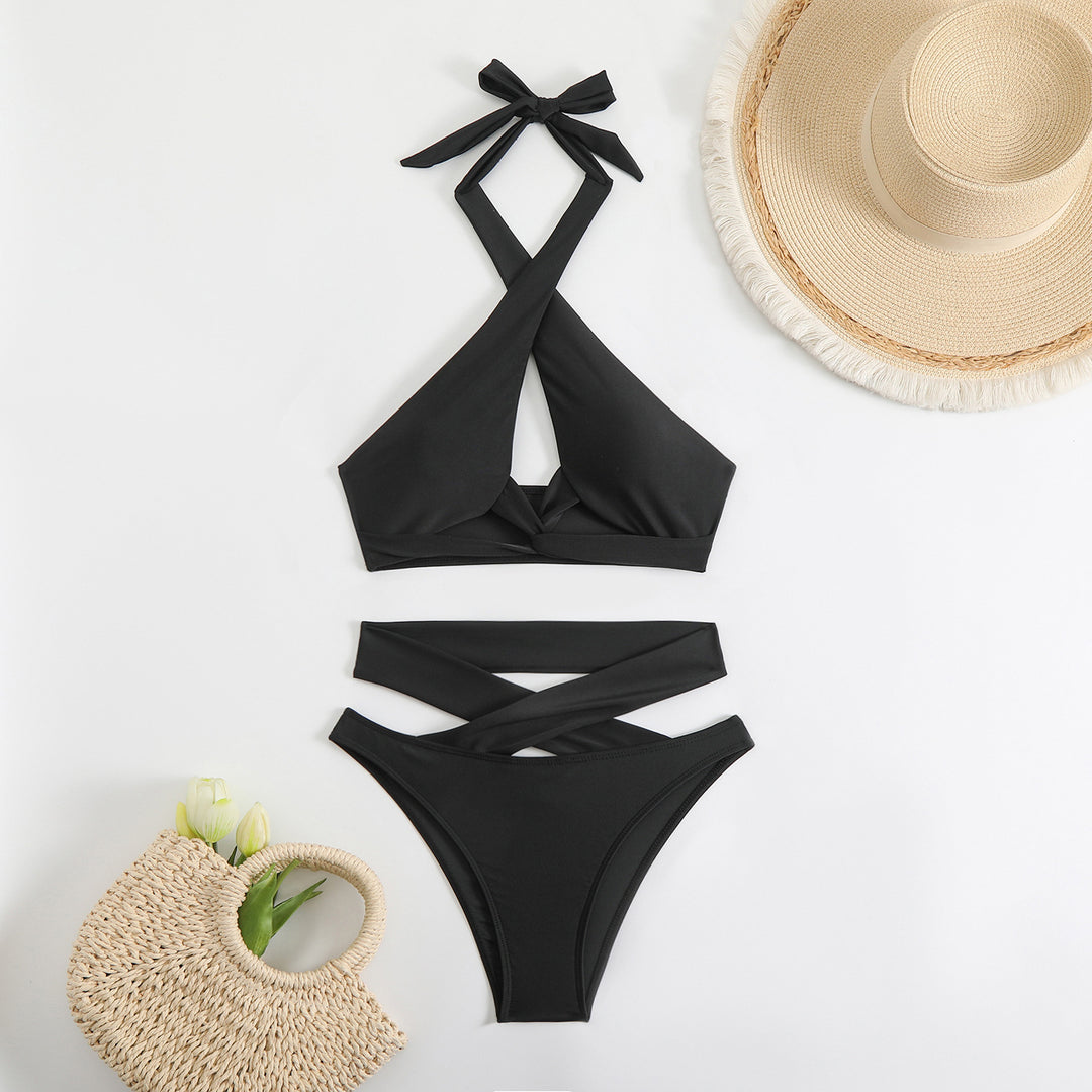 Dame Cross-Back Høj Talje Bikini Sæt Stilla