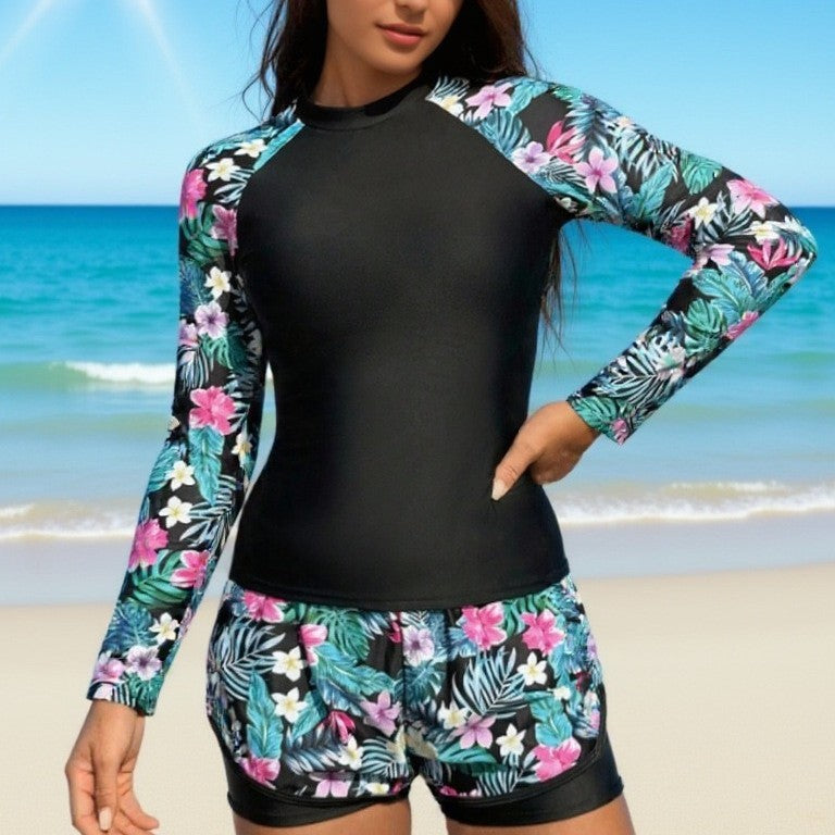 Dame UV-beskyttelse Surfdragt med blomstret design Skovae