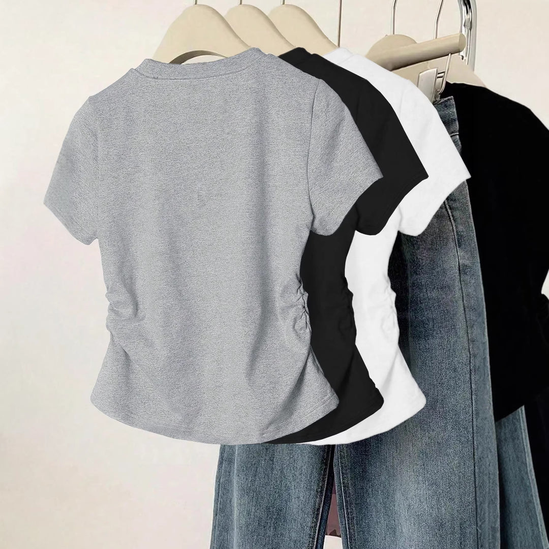 Dame T-shirt med kreativ kattemotiv og afslappet snit Skovae