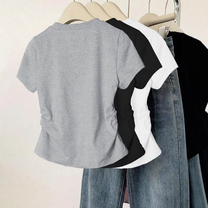 Dame T-shirt med kreativ kattemotiv og afslappet snit Skovae