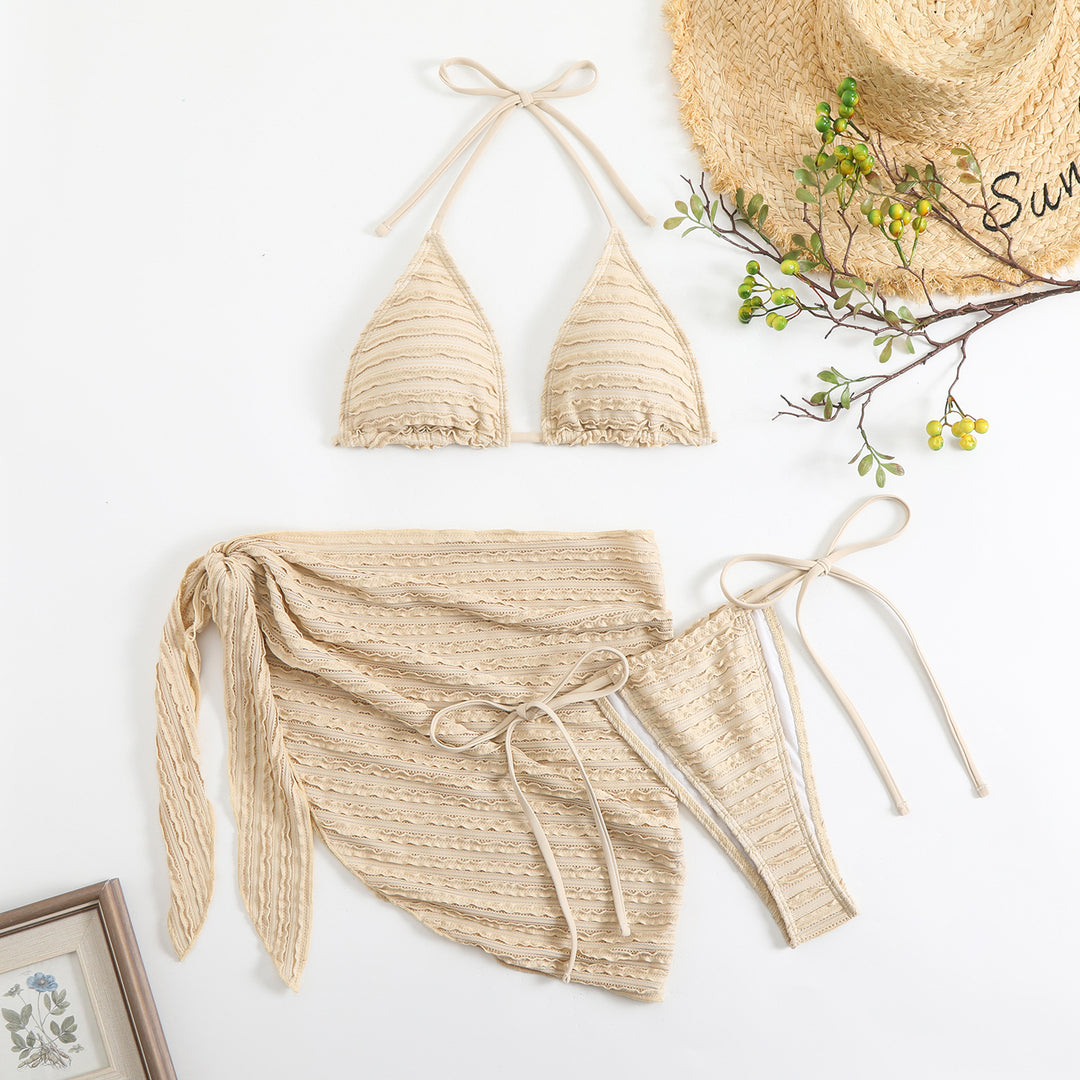 Dame Triangle Bikini Sæt med matchende Cover-Up Stilla