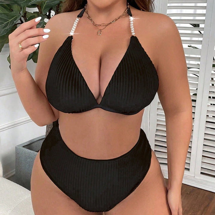 Dame Bikiniset med raffineret ribdesign og høj taljesnit Skovae