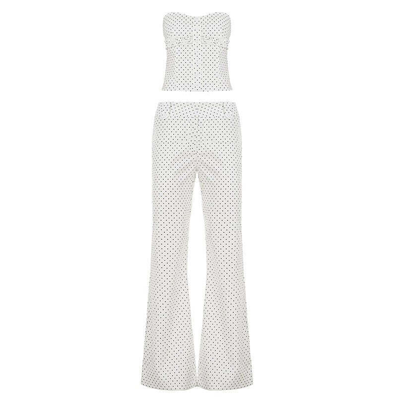 Dame bandeau top med ruffled detail og knaplukning Skovae