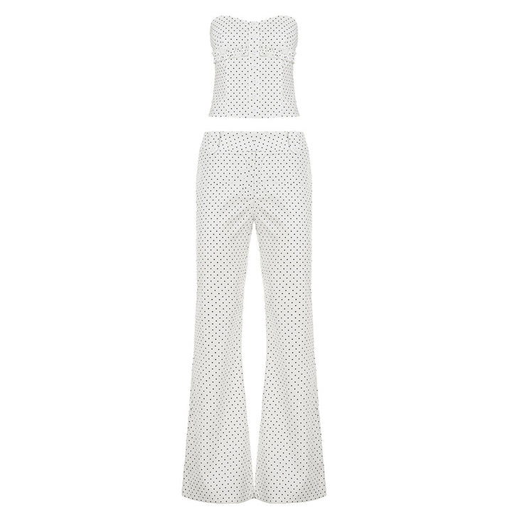 Dame bandeau top med ruffled detail og knaplukning Skovae