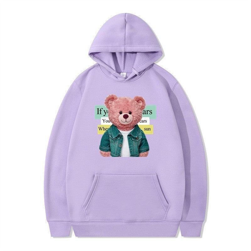Women Hoodie med sødt bjørnemotiv Skovae
