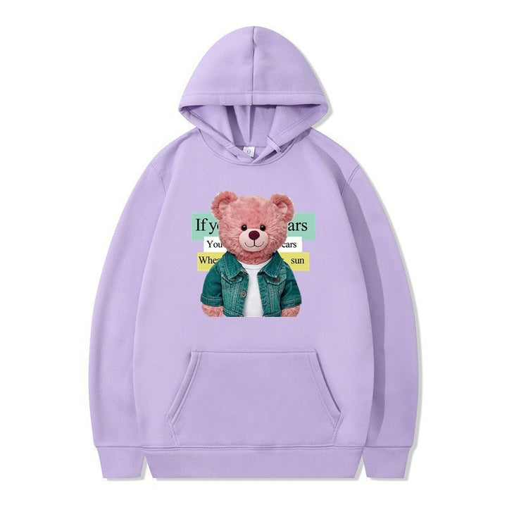 Women Hoodie med sødt bjørnemotiv Skovae