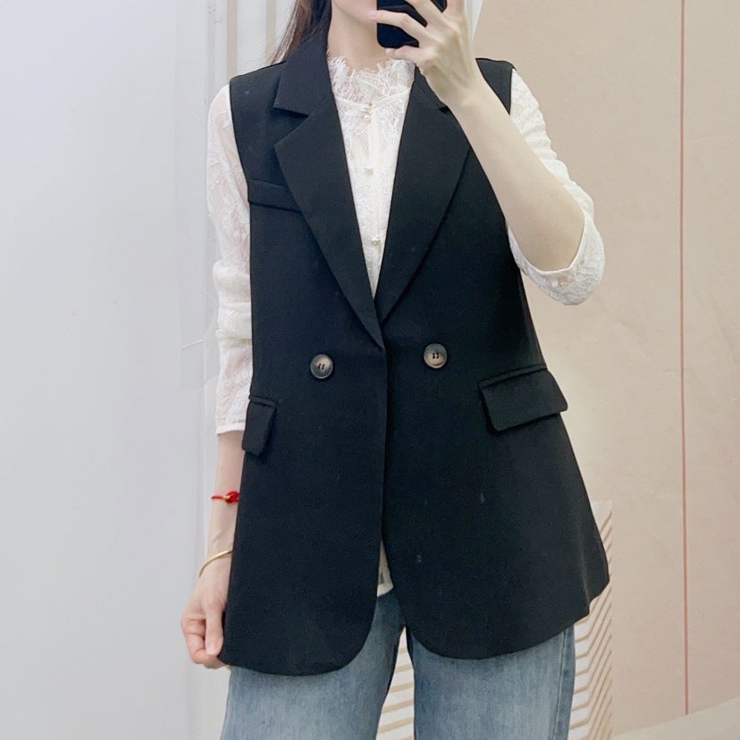 Dame Blazer-vest med dobbelt knaplukning og klassisk snit Stilla