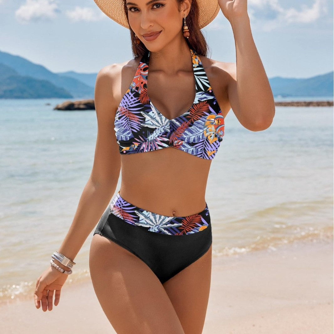 Dame Højskåret Bikini med krydset top Skovae
