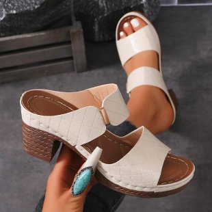 Dame Wedge-sandaler med flettet design og komfortabel blokhæl Stilla