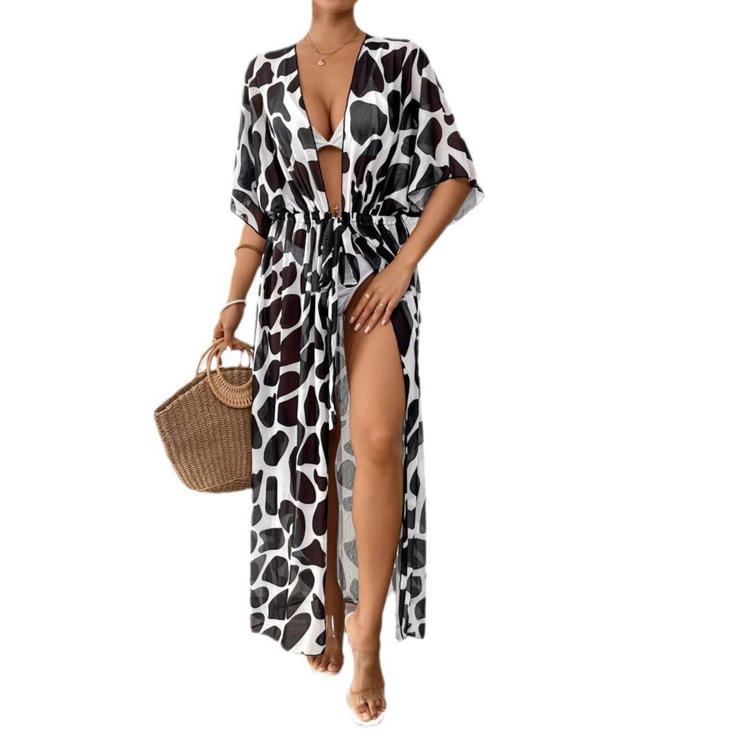 Dame mode strandkaftan med sidelivsnorm Skovae