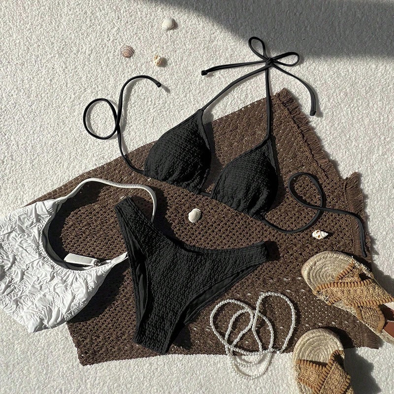 Dame Triangel-Bikini med justerbare stropper og struktureret tekstur Skovae