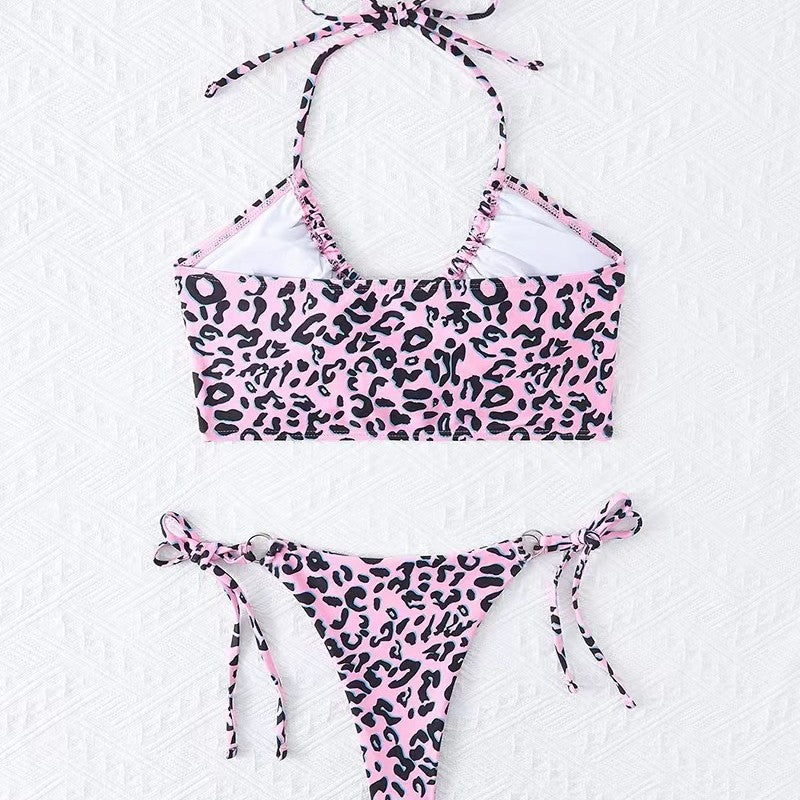Dame Bikini-sæt med spændende leopardmønster og justerbare stropper Skovae
