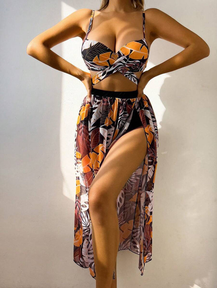 Dame bikini sæt med elegant indpakningsdesign og sofistikeret blomster mønster Stilla