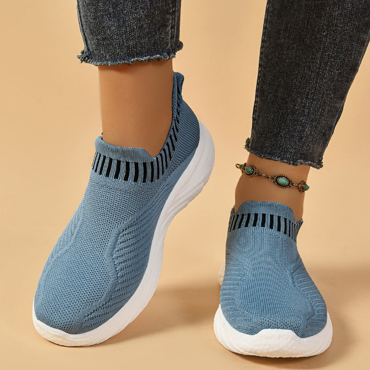 Dame Komfortable Strik-Sneakers med elastisk skaft og stødabsorberende sål Stilla