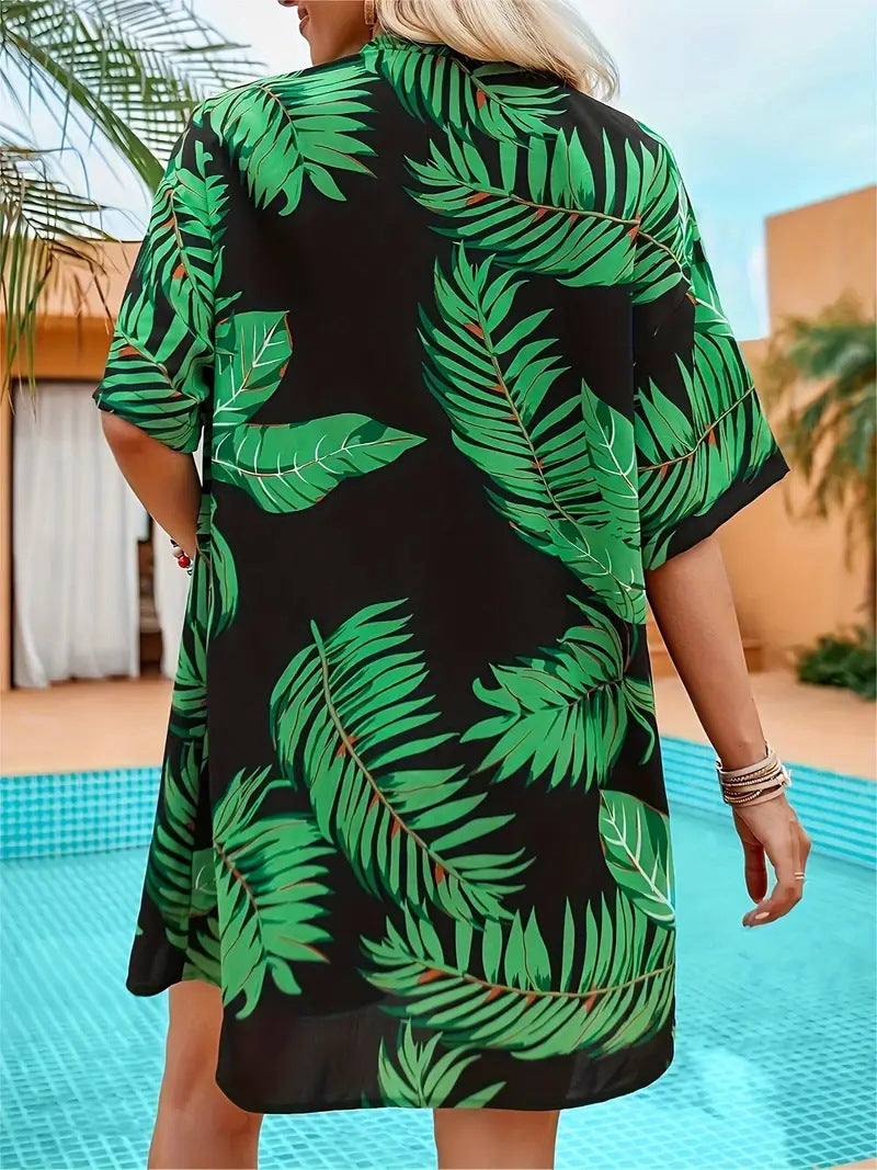 Dame Sommerlig Kimono-Style To-delt med blomstret bladmønster Stilla