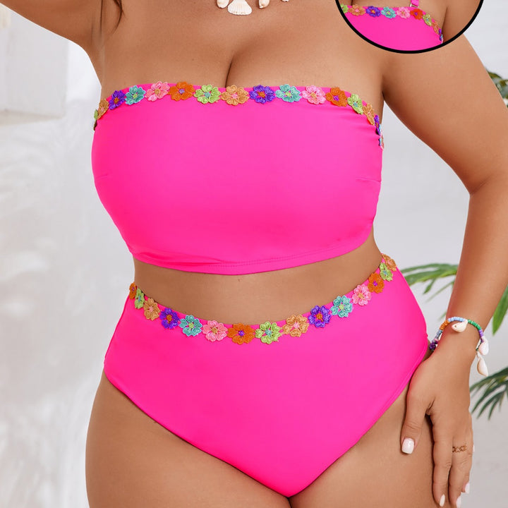 Dame Bandeau-bikini-sæt med floral accent Skovae