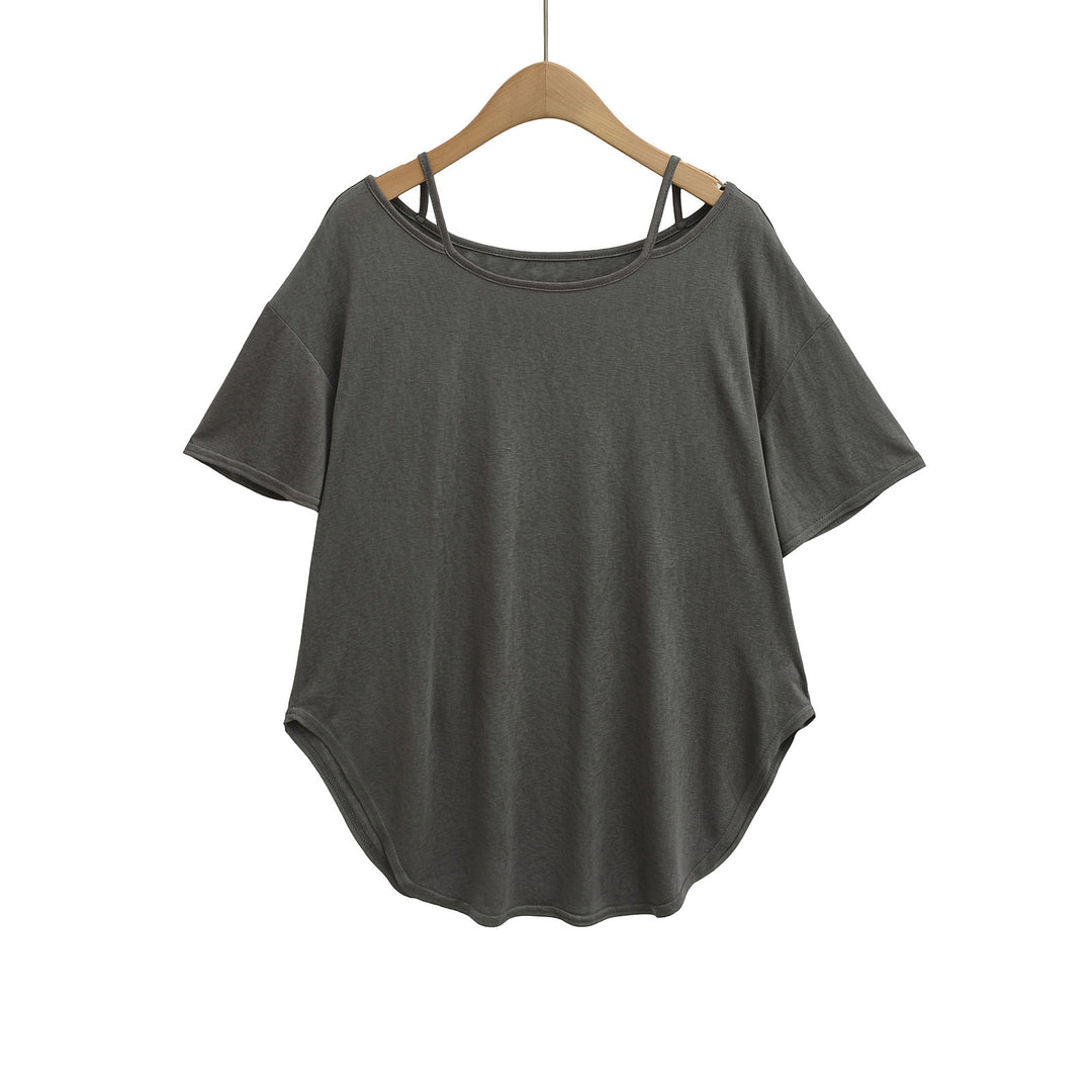 Damer afslappet oversized T-shirt med rygfri design og innovativ skæring Stilla