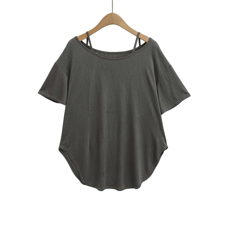 Damer afslappet oversized T-shirt med rygfri design og innovativ skæring Stilla