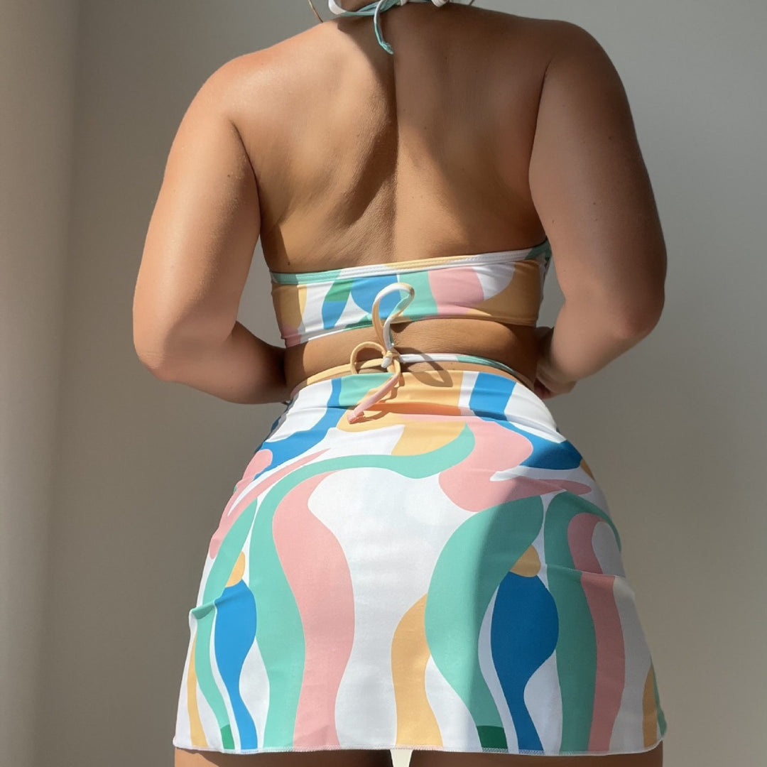 Femme Farverig Mønstret Bikini Sæt Stilla
