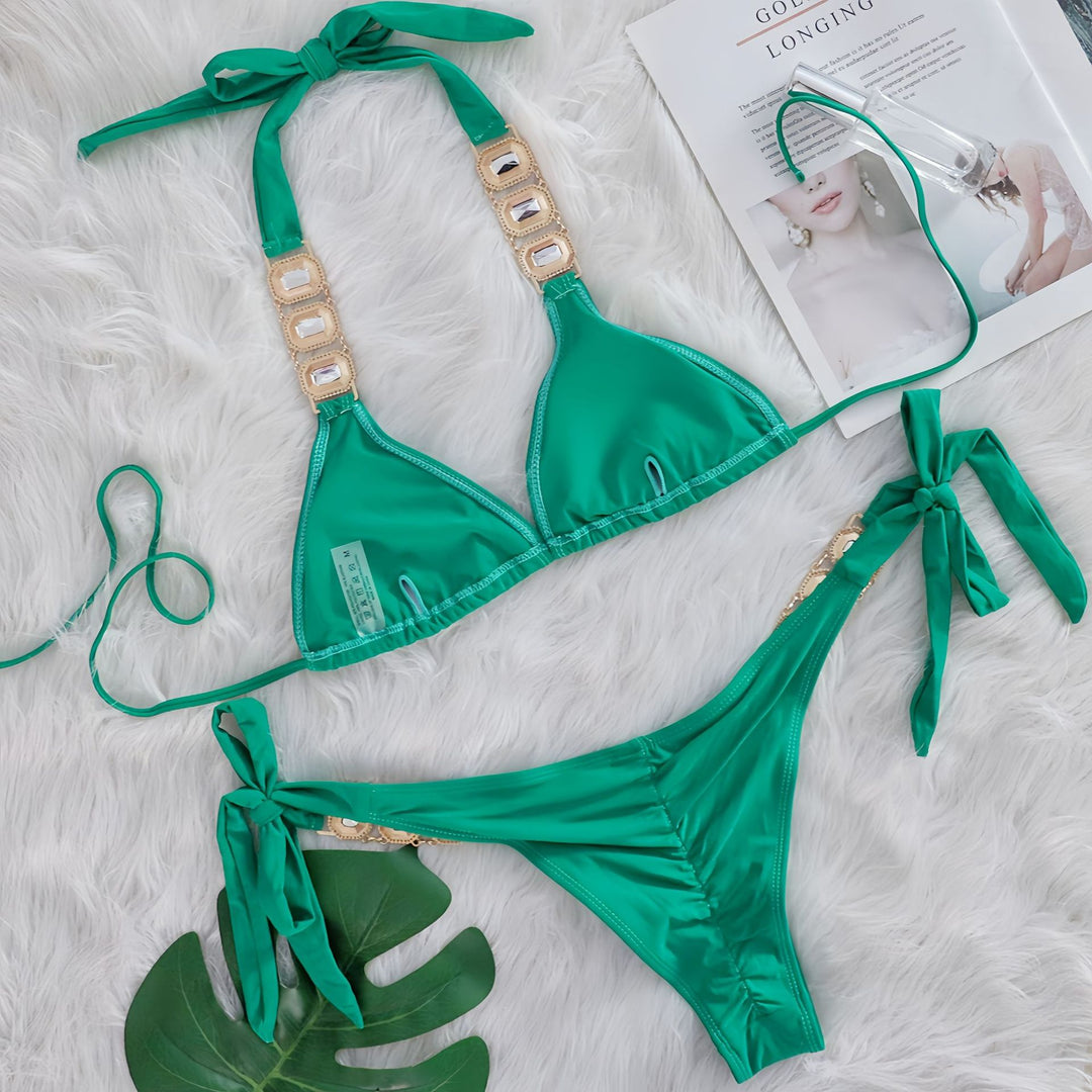 Dame Ornate Triangle Bikini Sæt Stilla